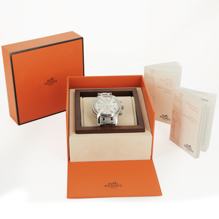 Reloj Hermès Clipper Chrono de acero Ref: Hermes - CP1.910  Circa 2000 - Detail D2