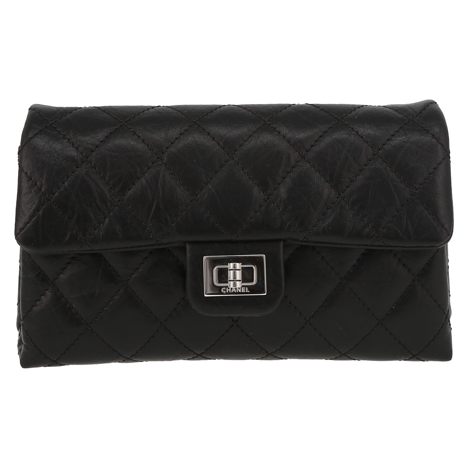 Chanel  Pochette ceinture clutch-belt  in black grained leather - Detail D2