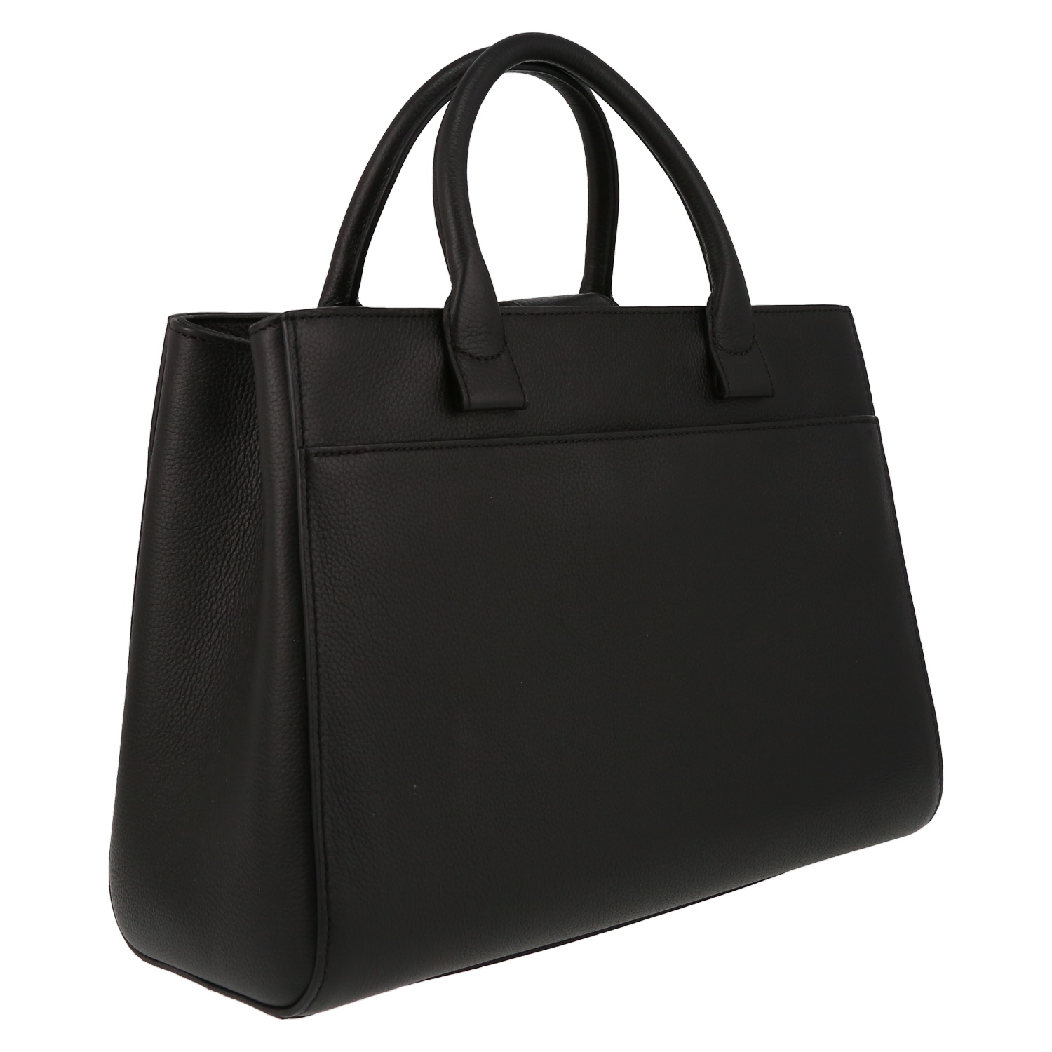 Chanel Executive shopping bag in black grained leather - Detail D6