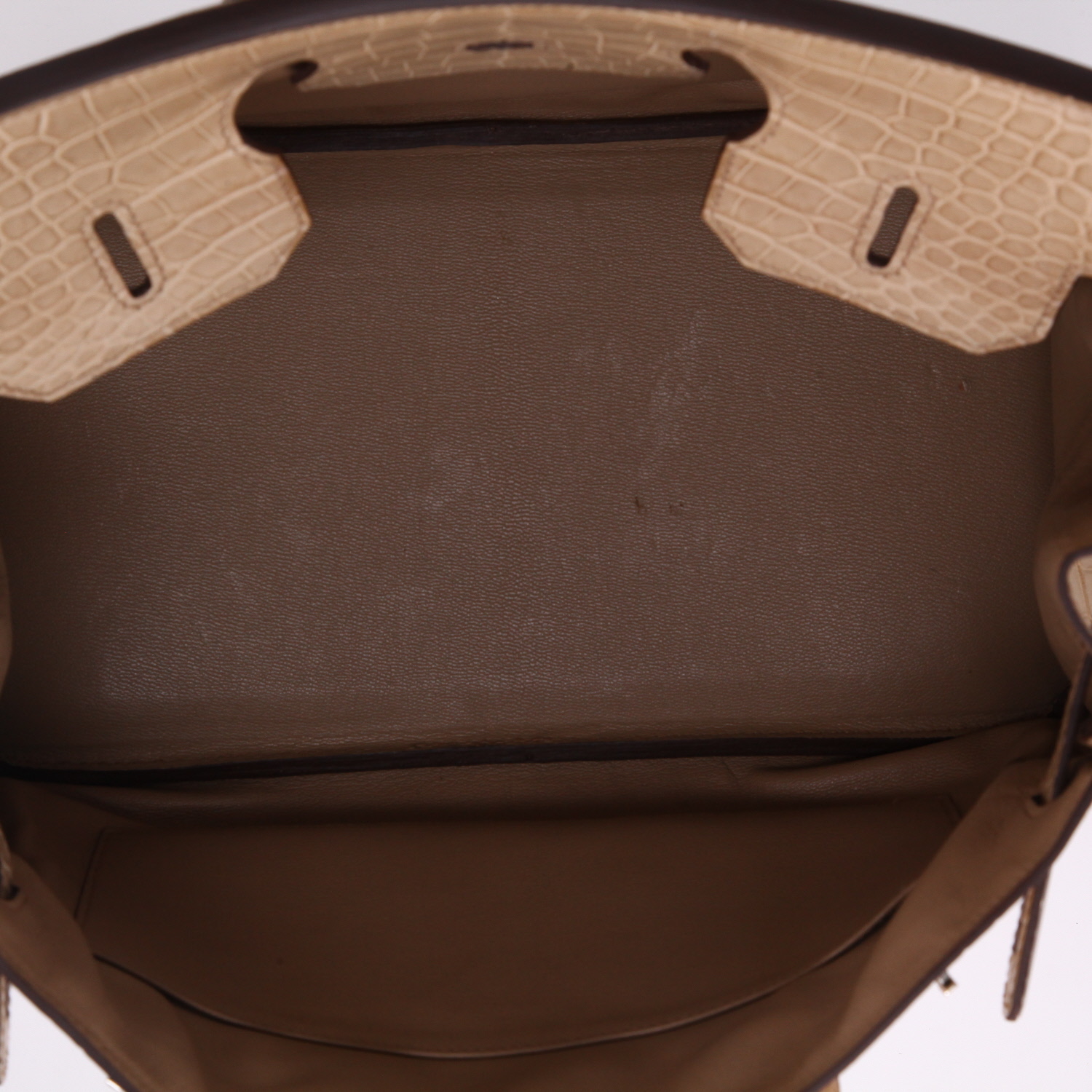 Sac à main Hermès  Birkin 35 cm en crocodile porosus Poussiere - Detail D2