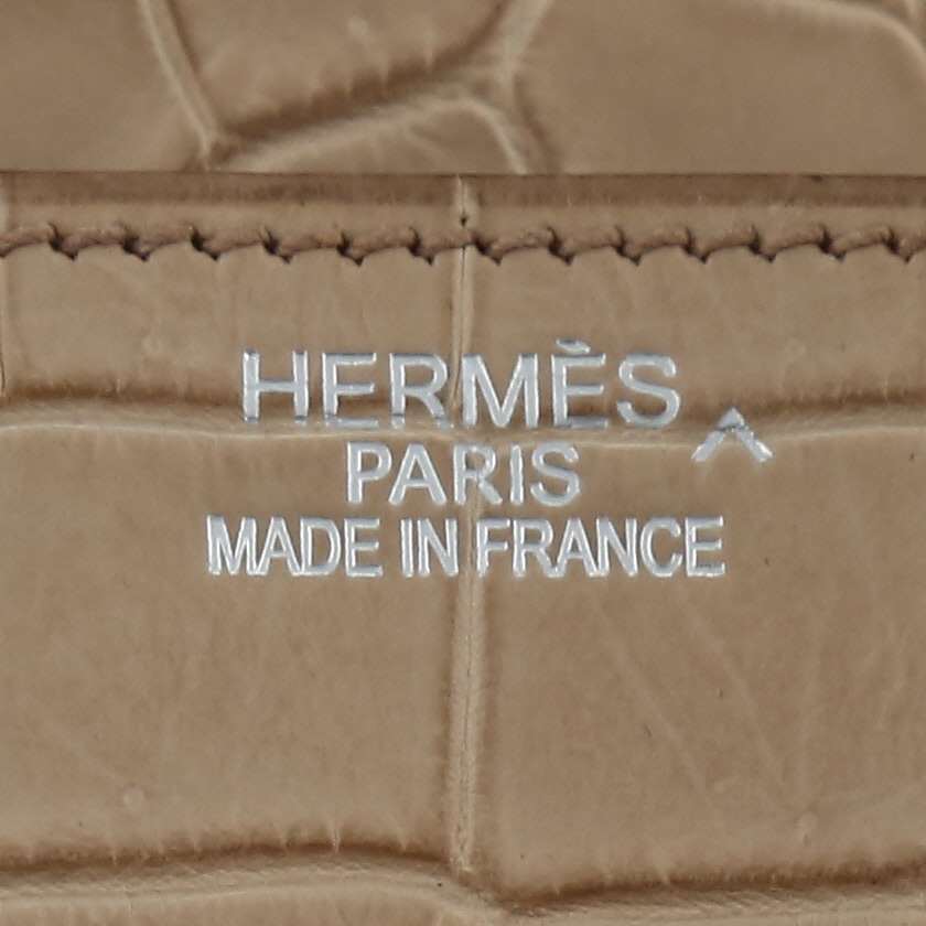 Borsa Hermès  Birkin 35 cm in coccodrillo marino Poussiere - Detail D4