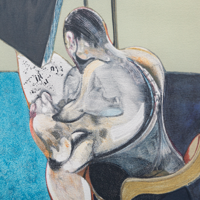 Francis Bacon, "Three studies of a male back" (Center), a lithograph in colors on paper, signed, numbered and framed, of 1987 - Detail D1