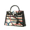 Borsa Hermès  Kelly 32 cm Cavalcadour in tela beige e pelle nera - 00pp thumbnail