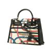 Hermès  Kelly 32 cm handbag  in beige canvas  and black leather - 00pp thumbnail