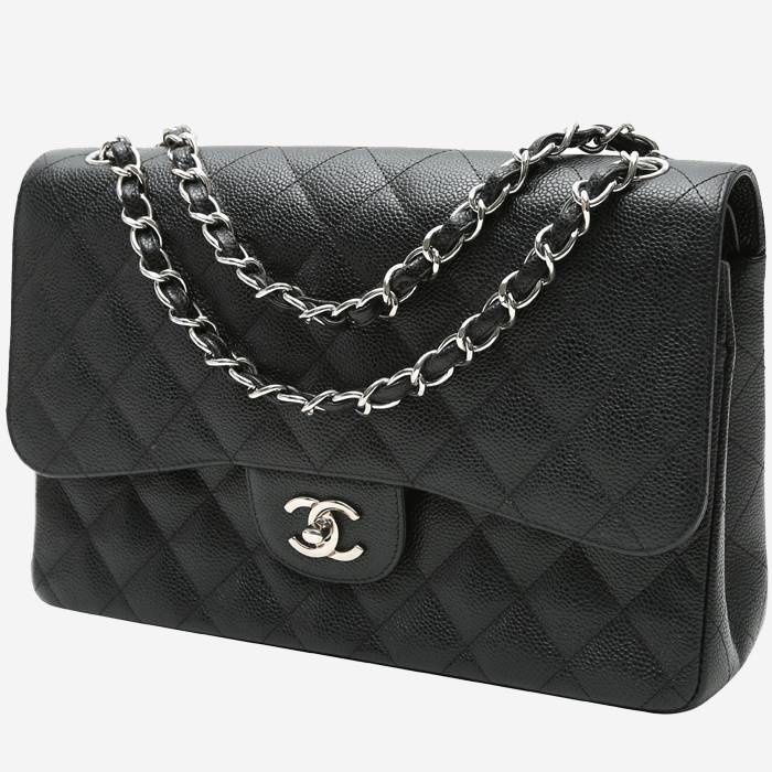 Sac bandoulière Chanel  Timeless Jumbo en cuir grainé matelassé noir