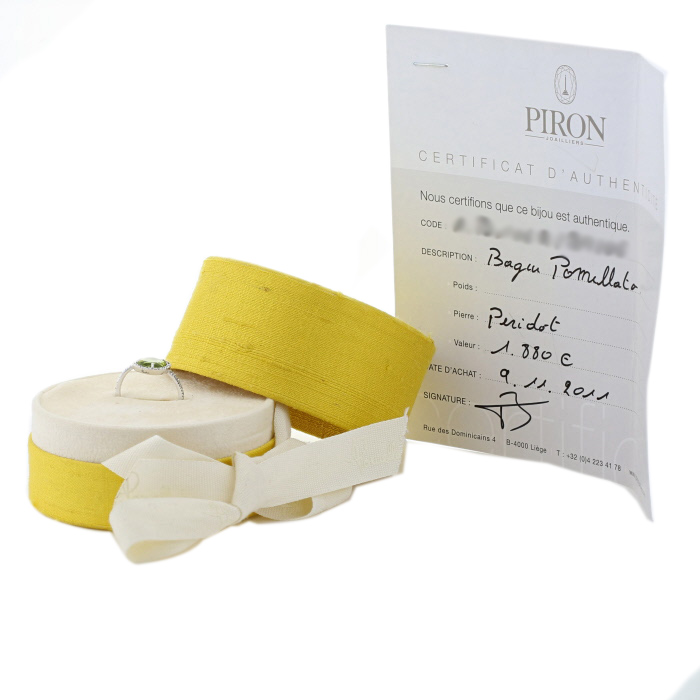 Sortija Pomellato Colpo Di Fulmine modelo pequeño de oro blanco, peridoto y diamantes - Detail D2