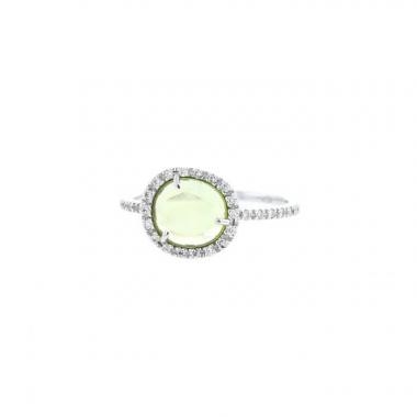 Pomellato Colpo Di Fulmine small model ring in white gold, peridot and diamonds