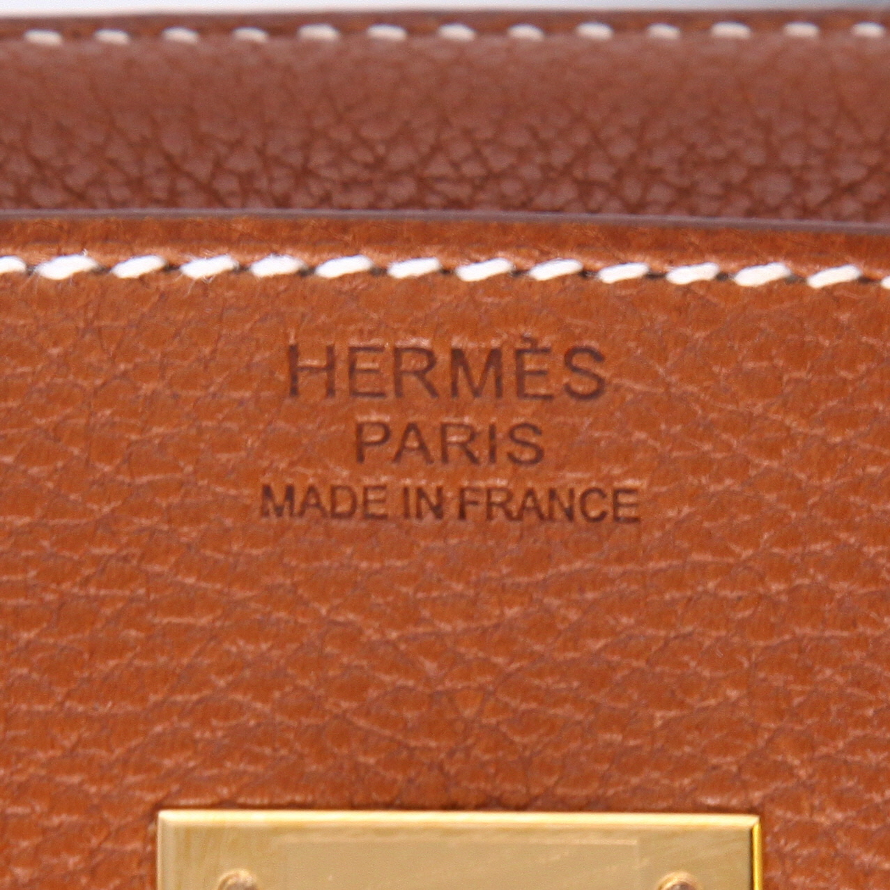 Bolso de mano Hermès  3 in 1 en Barenia Faubourg color oro - Detail D2