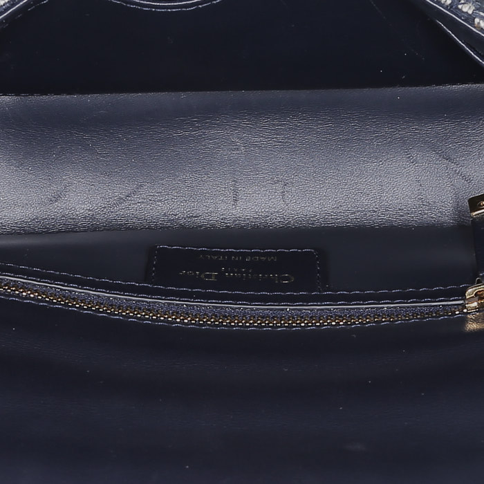 Dior  Caro small model  shoulder bag  in blue canvas - Detail D3