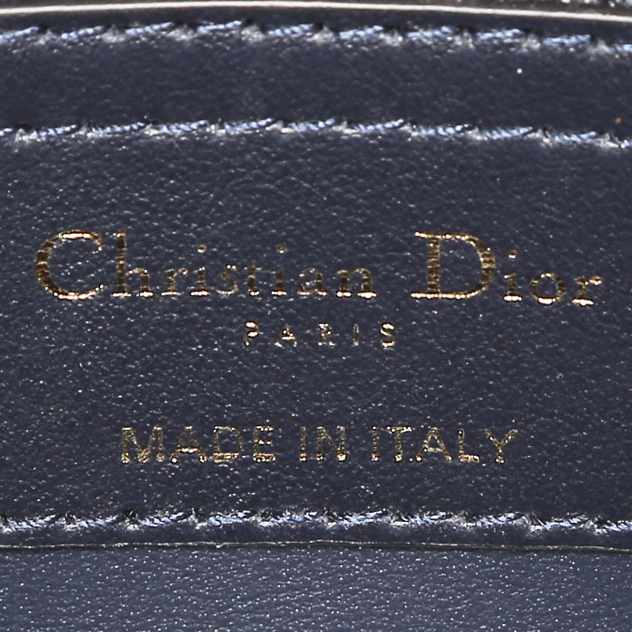 Borsa a tracolla Dior  Caro modello piccolo  in tela blu - Detail D4