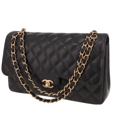 Borsa a tracolla Chanel  Timeless Jumbo in pelle martellata e trapuntata nera