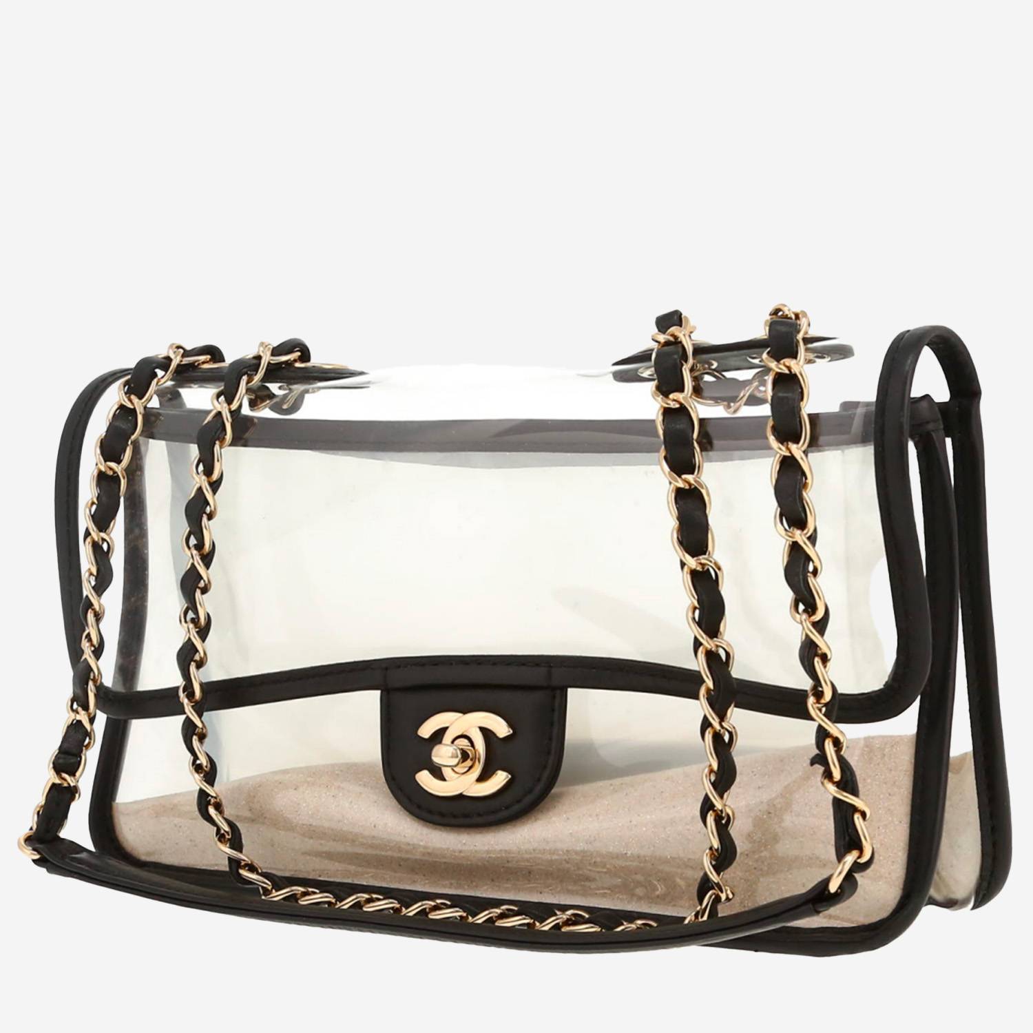 Chanel  Timeless Sand By The Sea handbag  in transparent vinyl  and black leather