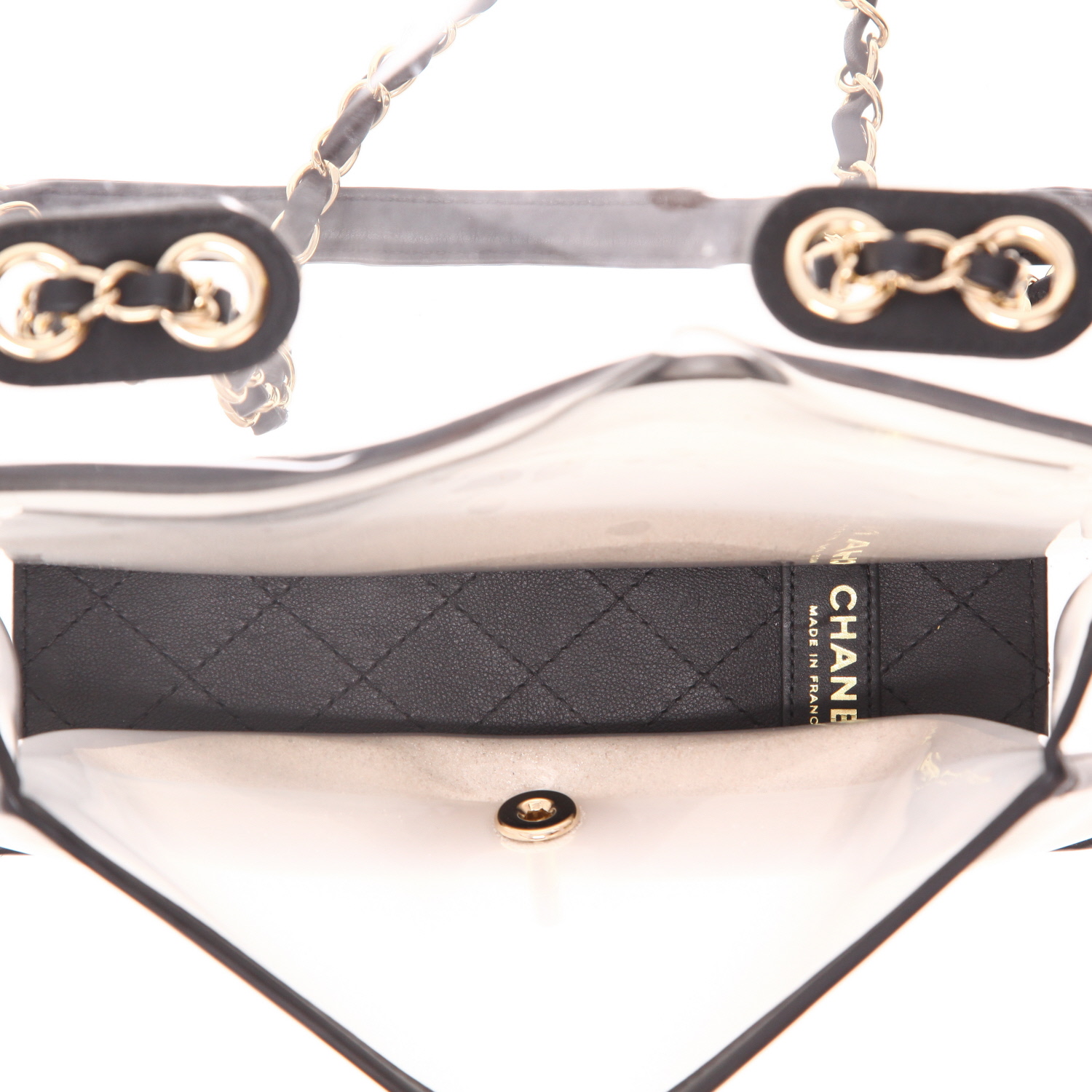 Sac à main Chanel  Timeless Sand By The Sea en PVC transparent et cuir noir - Detail D3