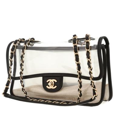 Sac à main Chanel  Timeless Sand By The Sea en PVC transparent et cuir noir