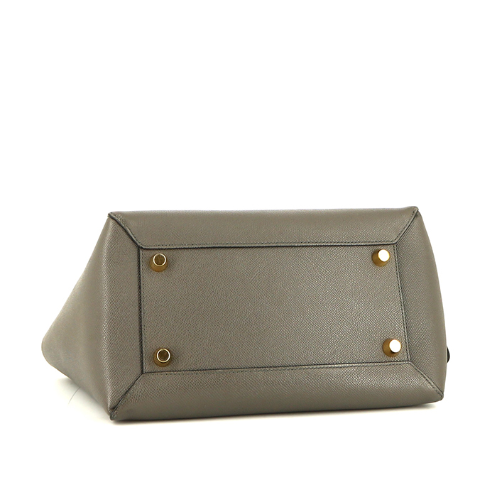 Sac bandoulière Celine  Belt en cuir grainé gris - Detail D5
