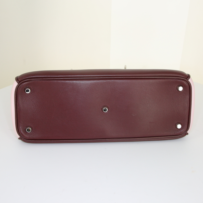 Dior Diorissimo medium model shopping bag in burgundy, pink and black tricolor leather - Detail D5