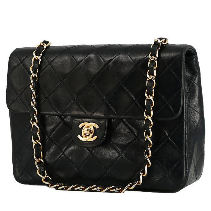 Chanel Timeless Classic Square Mini Black Chevron Flap Bag Leather