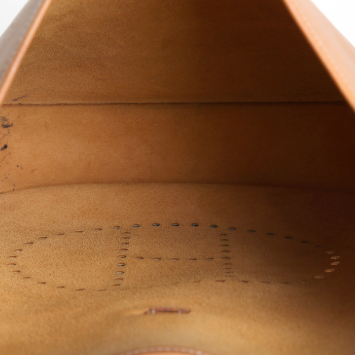 Sac bandoulière Hermès  Evelyne en cuir Courchevel gold - Detail D2