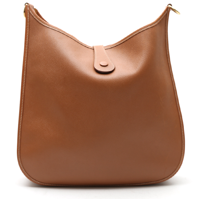 Hermès Evelyne shoulder bag in gold Courchevel leather - Detail D7