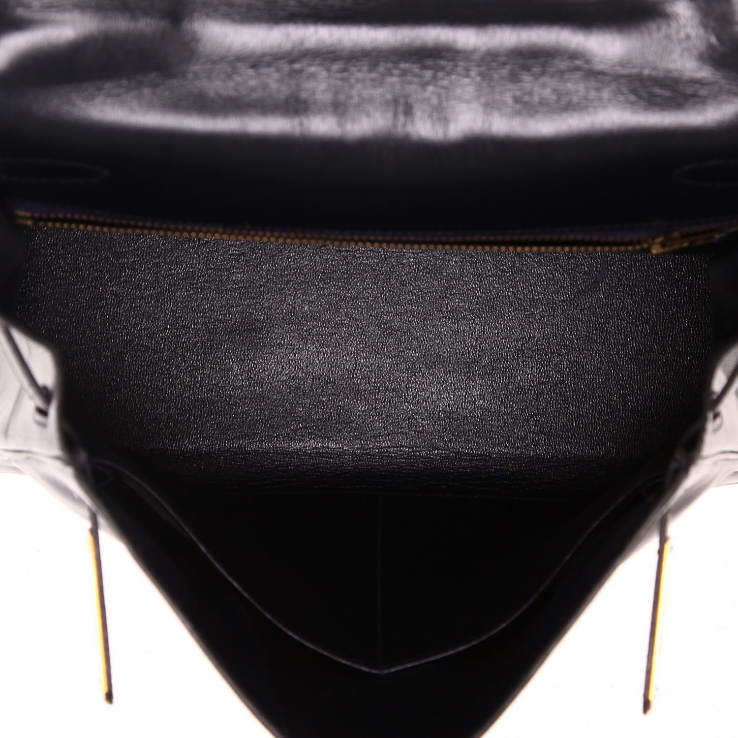 Bolso de mano Hermès  Kelly 28 cm en cuero box azul oscuro - Detail D3