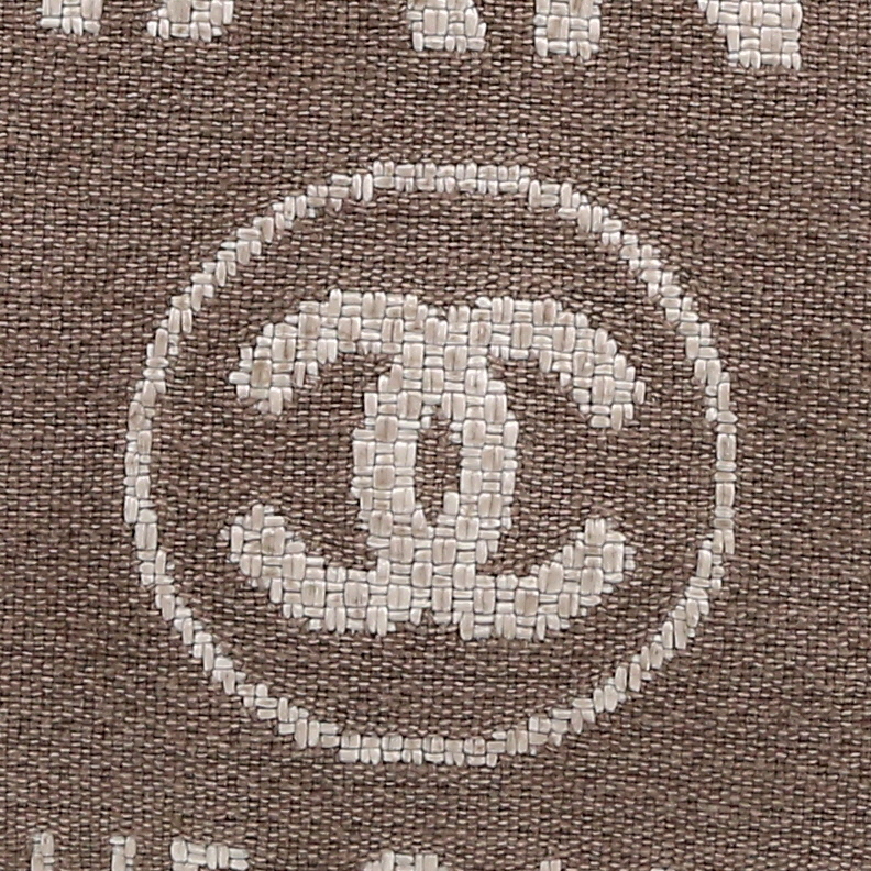 Chanel  Deauville shopping bag  in brown canvas  and beige leather - Detail D1