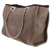Chanel  Deauville shopping bag  in brown canvas  and beige leather - Detail D5 thumbnail
