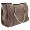 Chanel  Deauville shopping bag  in brown canvas  and beige leather - Detail D6 thumbnail