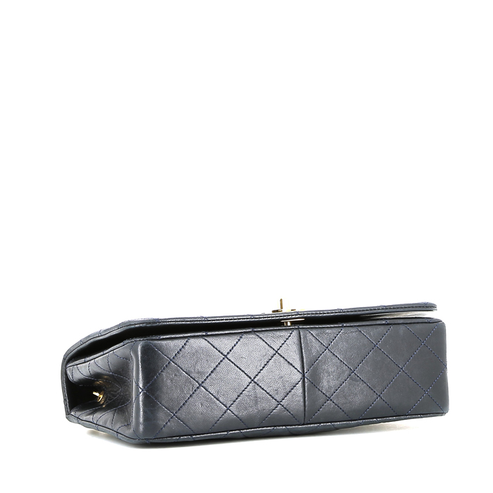 Chanel  Mademoiselle shoulder bag  in navy blue quilted leather - Detail D4