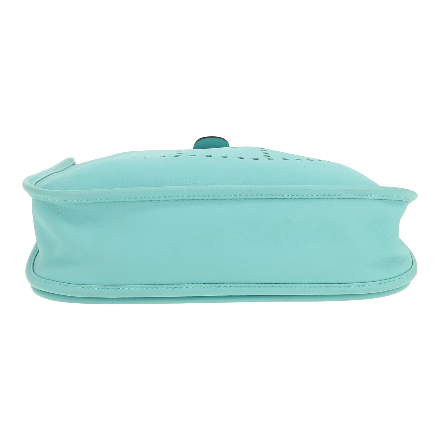 Sac bandoulière Hermès  Evelyne petit modèle  en cuir epsom Bleu Atoll - Detail D1