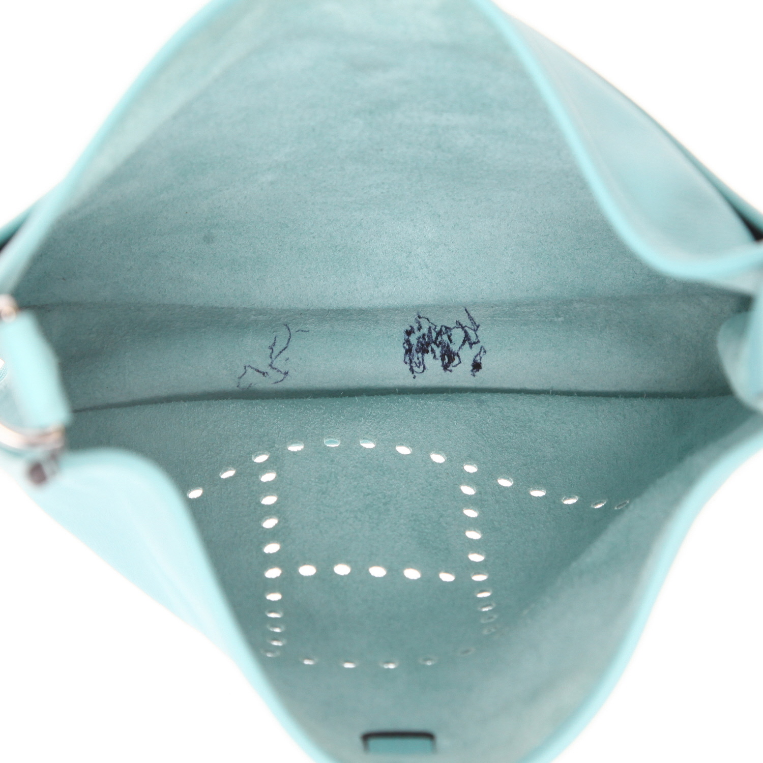 Borsa a tracolla Hermès  Evelyne modello piccolo  in pelle Epsom Bleu Atoll - Detail D3