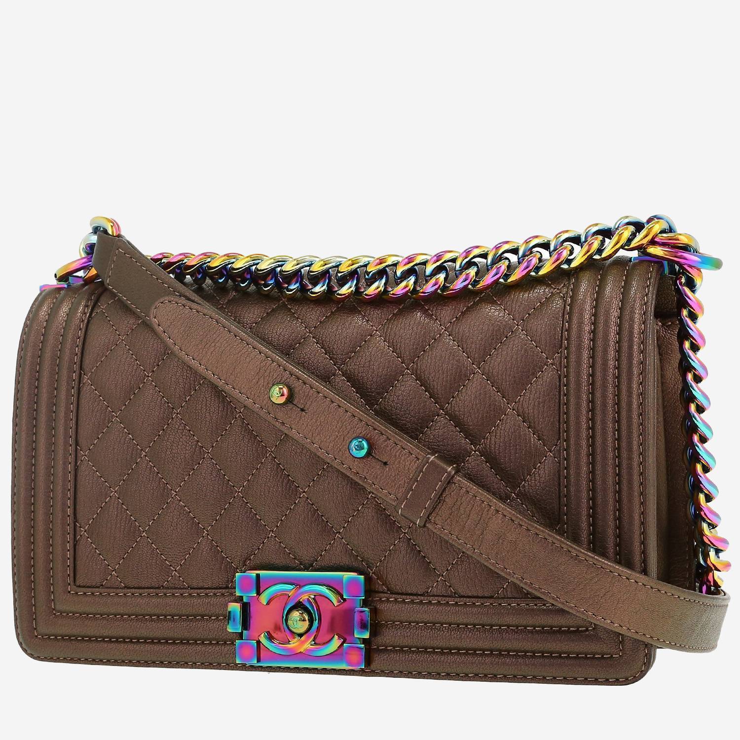 Chanel  Boy shoulder bag  in golden brown quilted leather