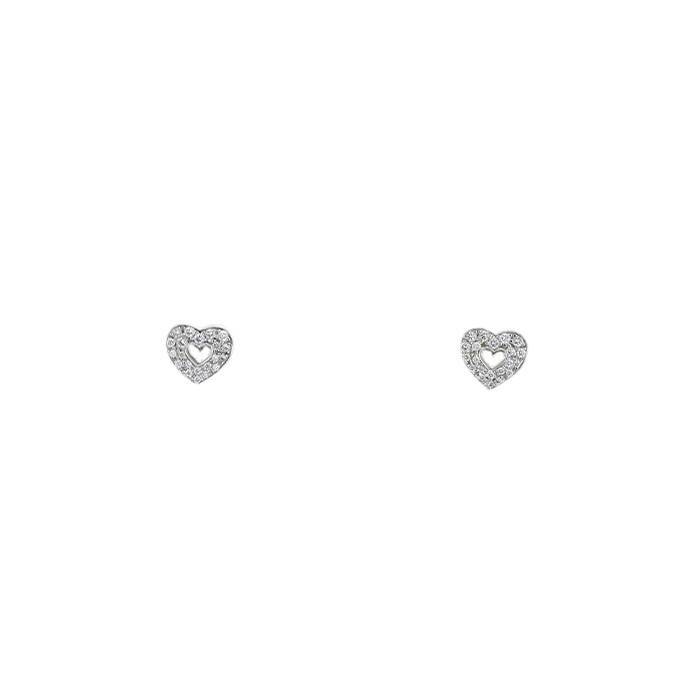 Poiray Coeur Secret small model earrings in white gold and diamonds - 00pp