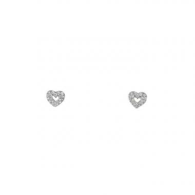 Paire de boucles d'oreilles Poiray Coeur Secret petit modèle en or blanc et diamants