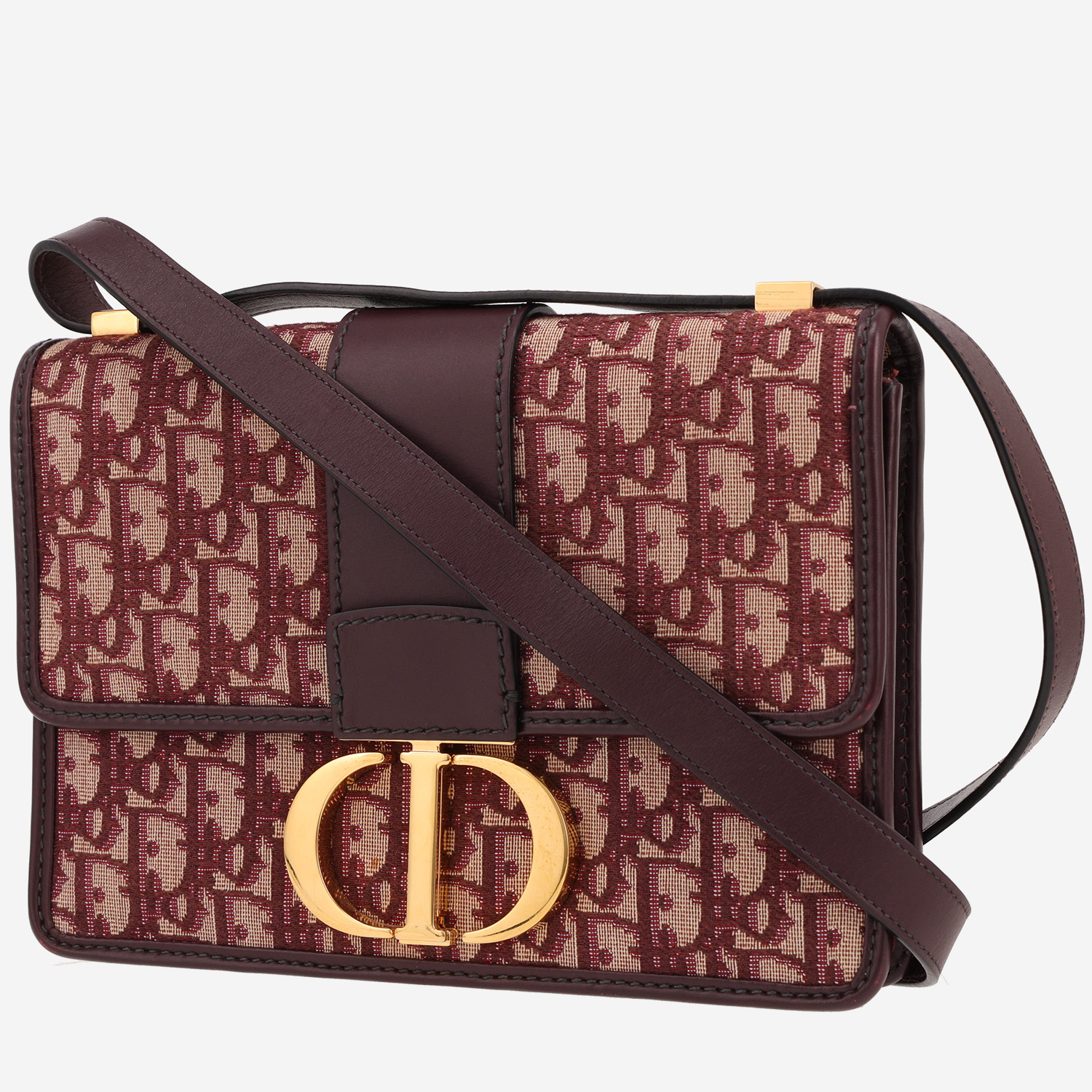 Dior 30 Montaigne handbag in burgundy monogram canvas Oblique