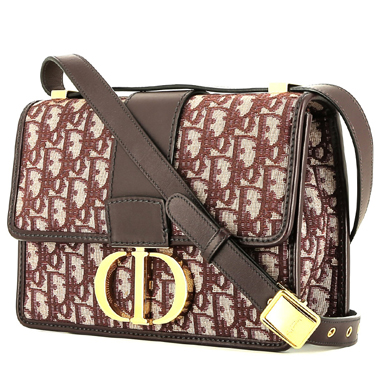Bolso de mano Dior  30 Montaigne en lona Monogram Oblique color burdeos