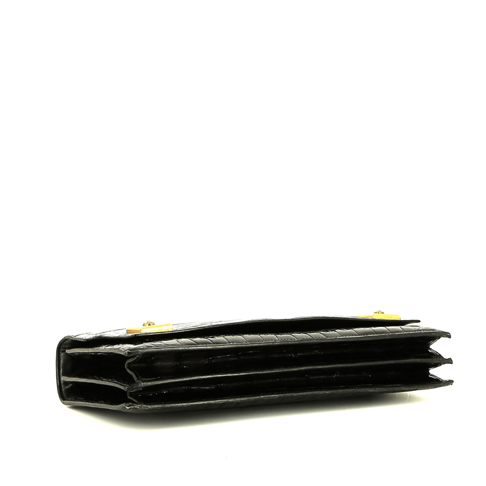 Bolso de mano Hermès  Vintage en cocodrilo negro - Detail D4