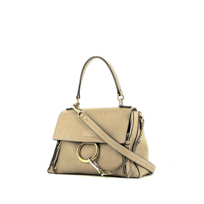 Chloe Taupe Leather and Suede Small Faye Shoulder Bag Chloe