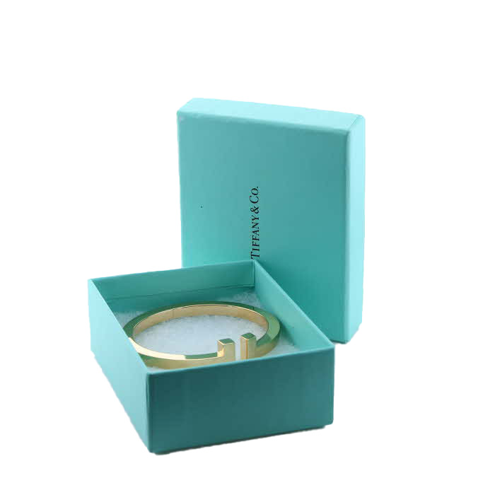 Brazalete redondo que se puede abrir Tiffany & Co Square T de oro amarillo - Detail D2