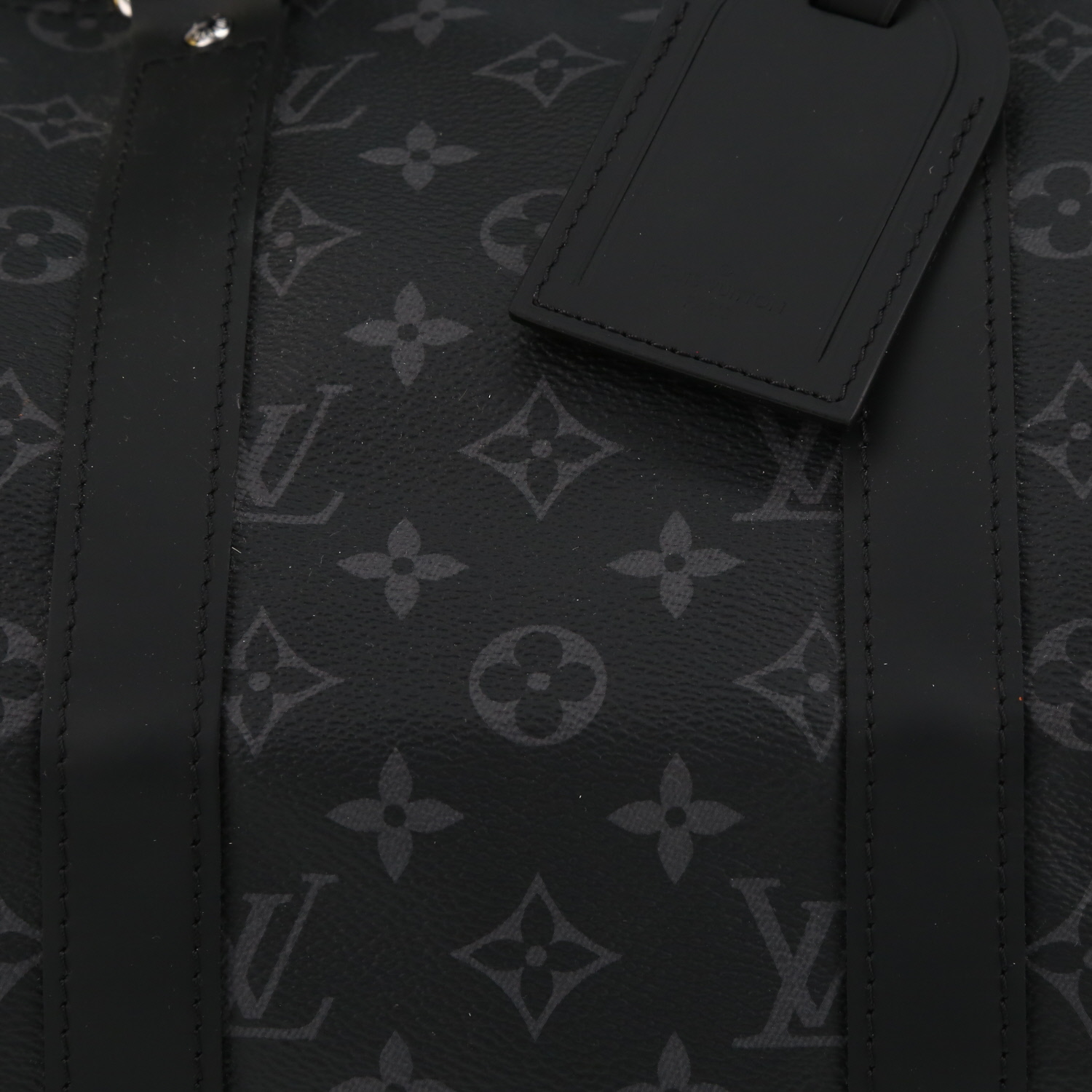Borsa da viaggio Louis Vuitton  Keepall 45 in tela monogram grigia e pelle nera - Detail D1
