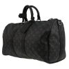 Bolsa de viaje Louis Vuitton  Keepall 45 en lona Monogram gris y cuero negro - Detail D3 thumbnail