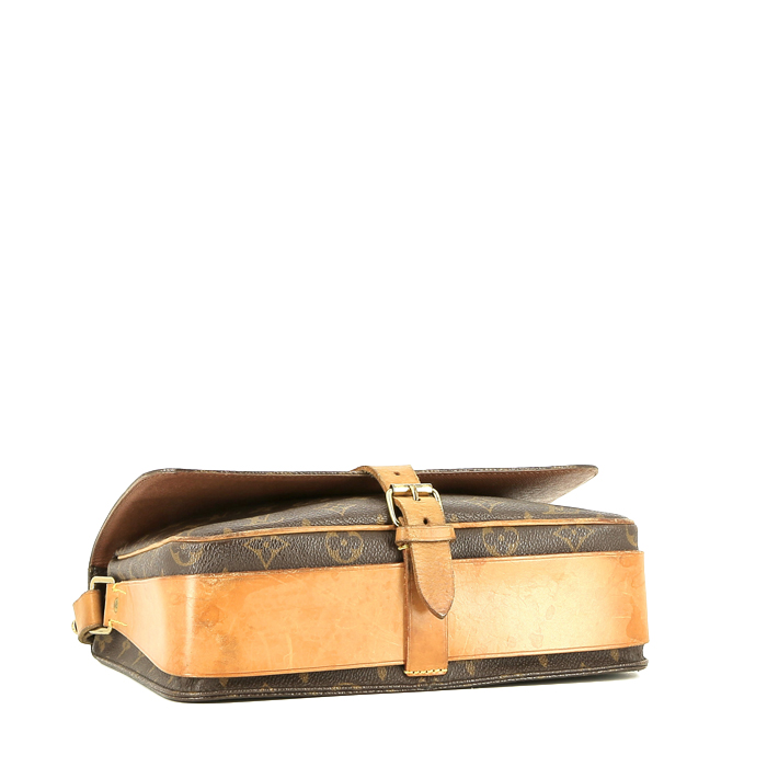Borsa a tracolla Louis Vuitton  Cartouchiére in tela monogram marrone e pelle naturale - Detail D4
