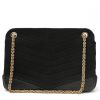 Chanel  Vintage handbag  in black chevrons canvas  and black leather - Detail D8 thumbnail
