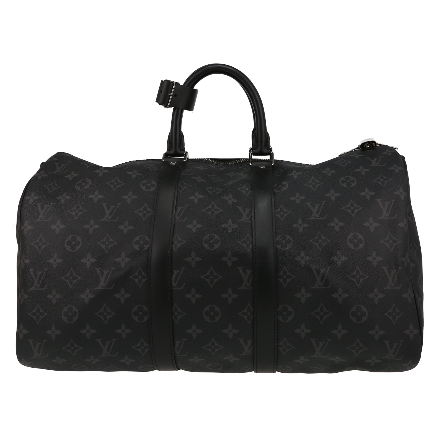 Bolsa de viaje Louis Vuitton  Keepall 45 en lona Monogram gris Graphite y cuero negro - Detail D2