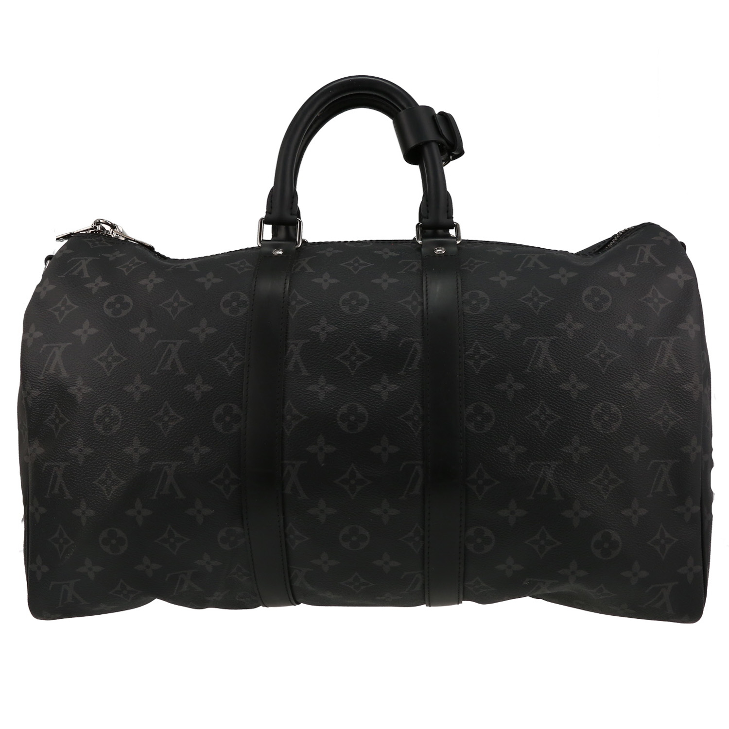 Bolsa de viaje Louis Vuitton  Keepall 45 en lona Monogram gris Graphite y cuero negro - Detail D7