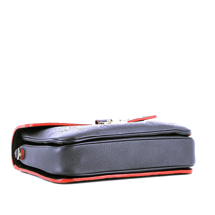Louis Vuitton  Metis shoulder bag  in navy blue empreinte monogram leather  and red leather - Detail D5