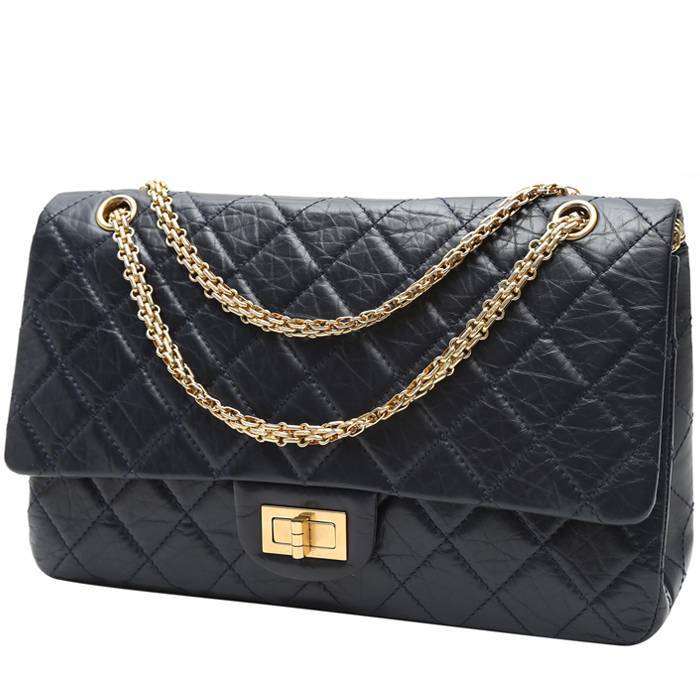 Chanel Chanel 2.55 handbag in navy blue quilted leather
