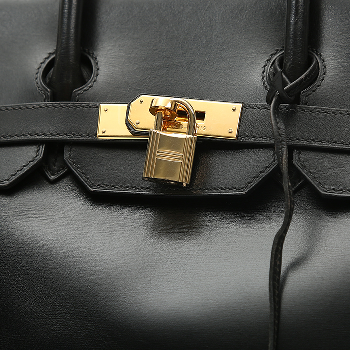 Borsa Hermes Haut à Courroies in pelle box nera - Detail D1