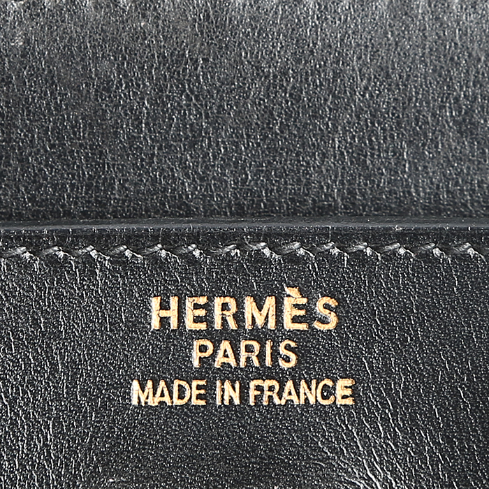 Hermes Haut à Courroies handbag in black box leather - Detail D3