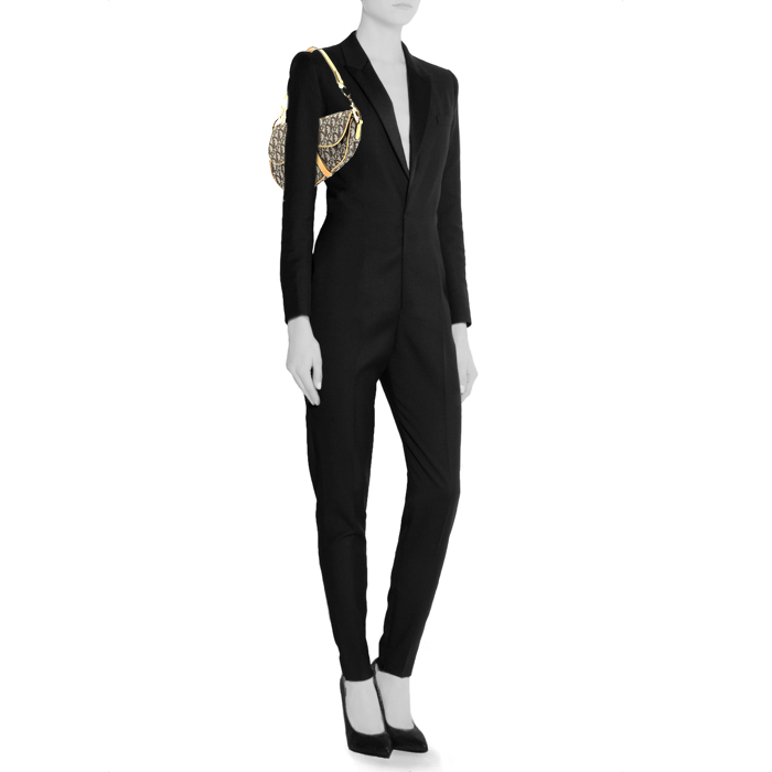 Bolso de mano Dior  Saddle en lona Monogram Oblique marrón y cuero color oro - Detail D1