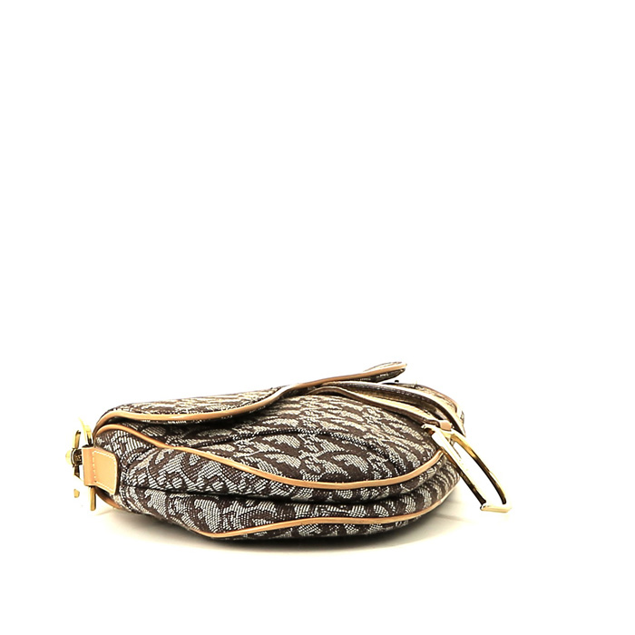 Dior  Saddle handbag  in brown monogram canvas Oblique  and gold leather - Detail D4
